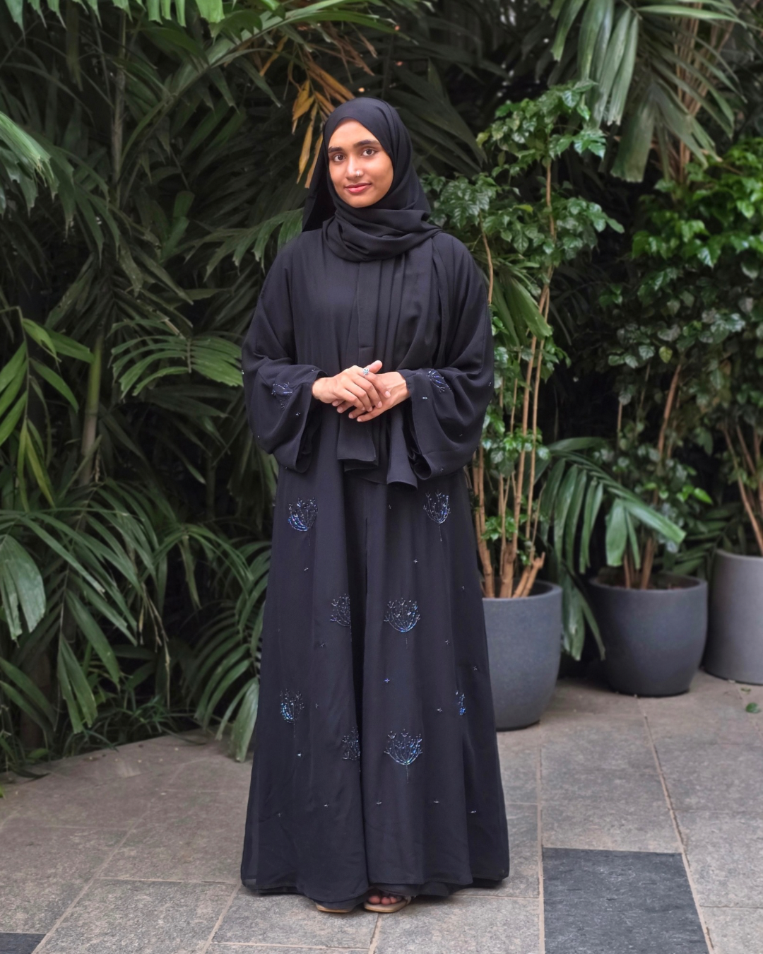 Chiffon Layered Multicoloured Beadwork Abaya – Premium Imported Edition