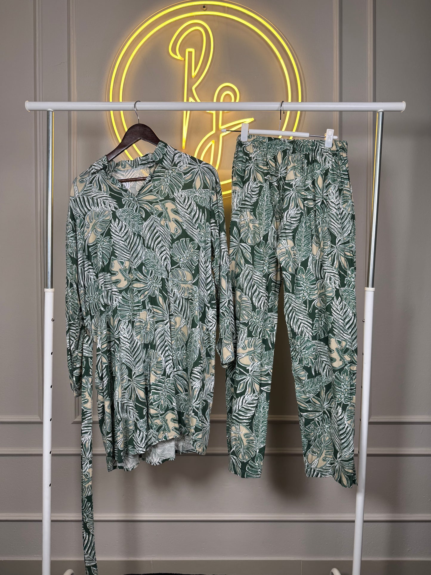 Women’s Tropical Printed Cotton Cord Set – 35 Inch Long Modest Co-Ord Set Fit Up to 5XL