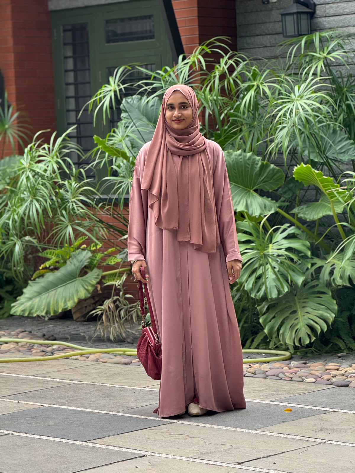 Imported TikTok Abaya with Malaysian Hijab – Rose Gold, view 4 – RF Abayas & Hijabs