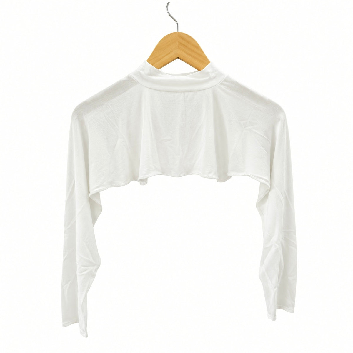 Milky White turtleneck full sleeve shrug inner for women – soft stretch jersey shoulder & arm cover | RF Abayas