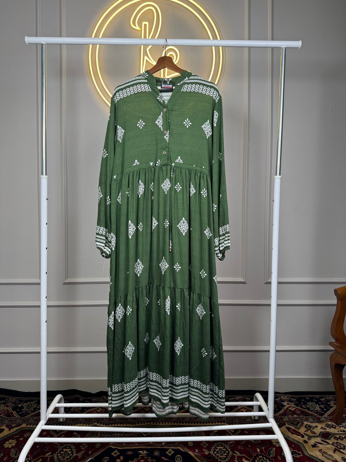 Dubai Imported Cotton Linen Slub Maxi Dress - 56" Length | Fits Up to XL - view 2 - RF Abayas & Hijabs