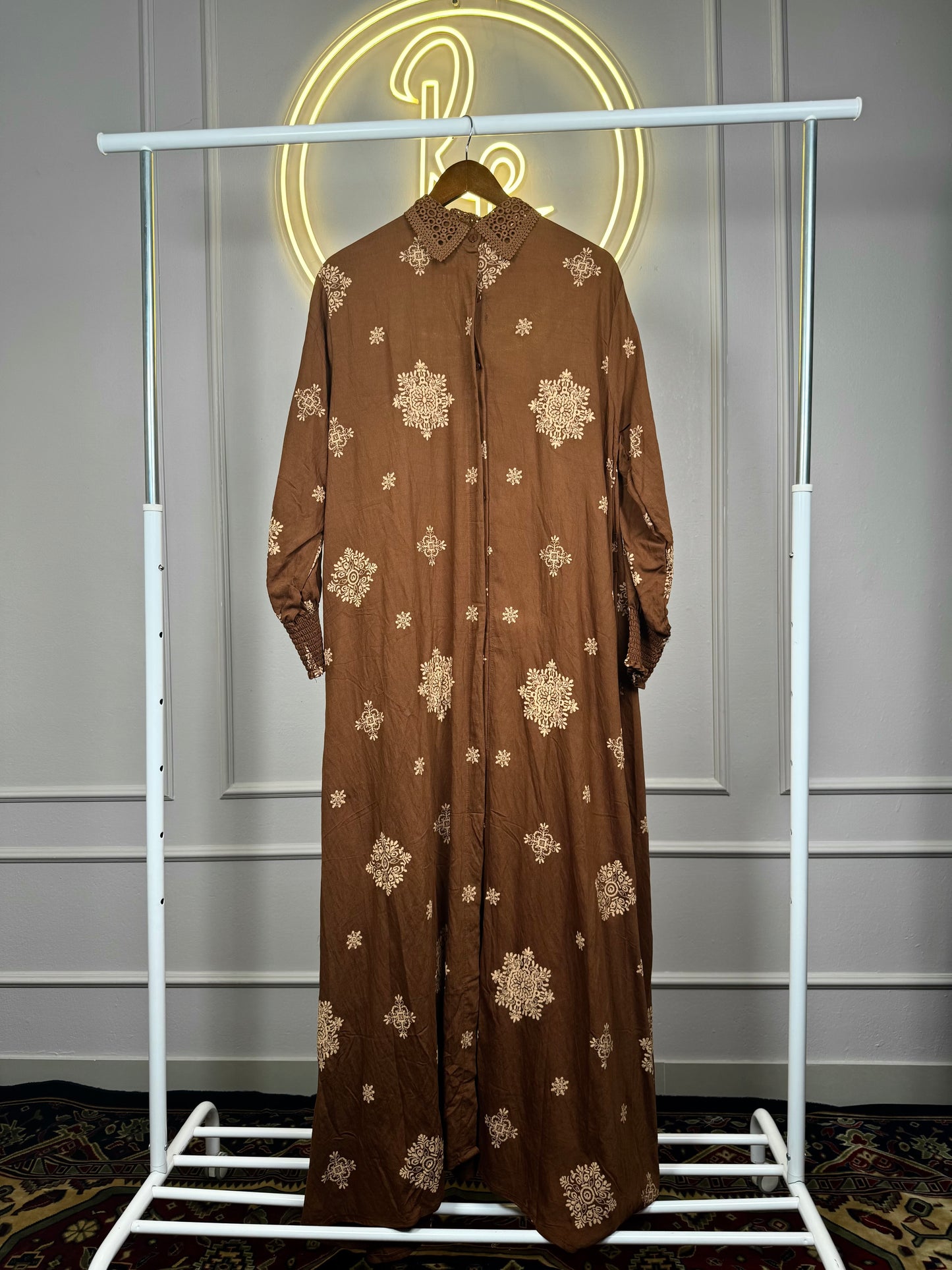 Rubber Print Linen Slub Maxi Dress for Women – XXL Fit | 54 Inch Length
