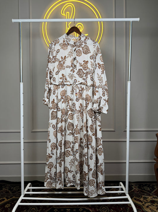 Dubai Imported Printed Maxi Dress – Linen Slub Cotton | Summer Friendly | XL - 51” Length