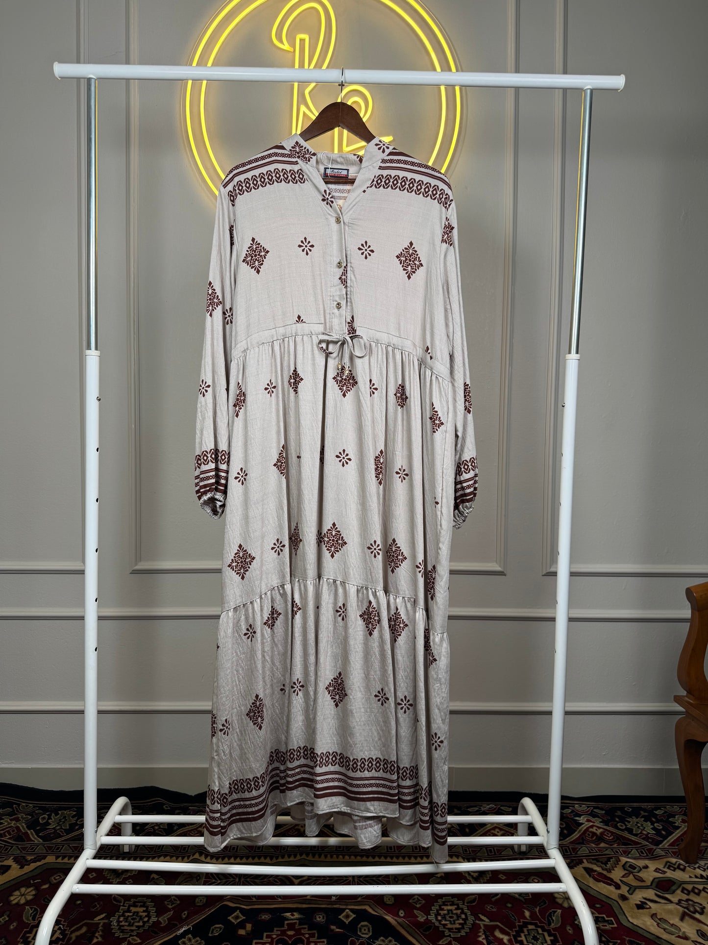 Dubai Imported Cotton Linen Slub Maxi Dress β 56β Length | Fits Up to XL