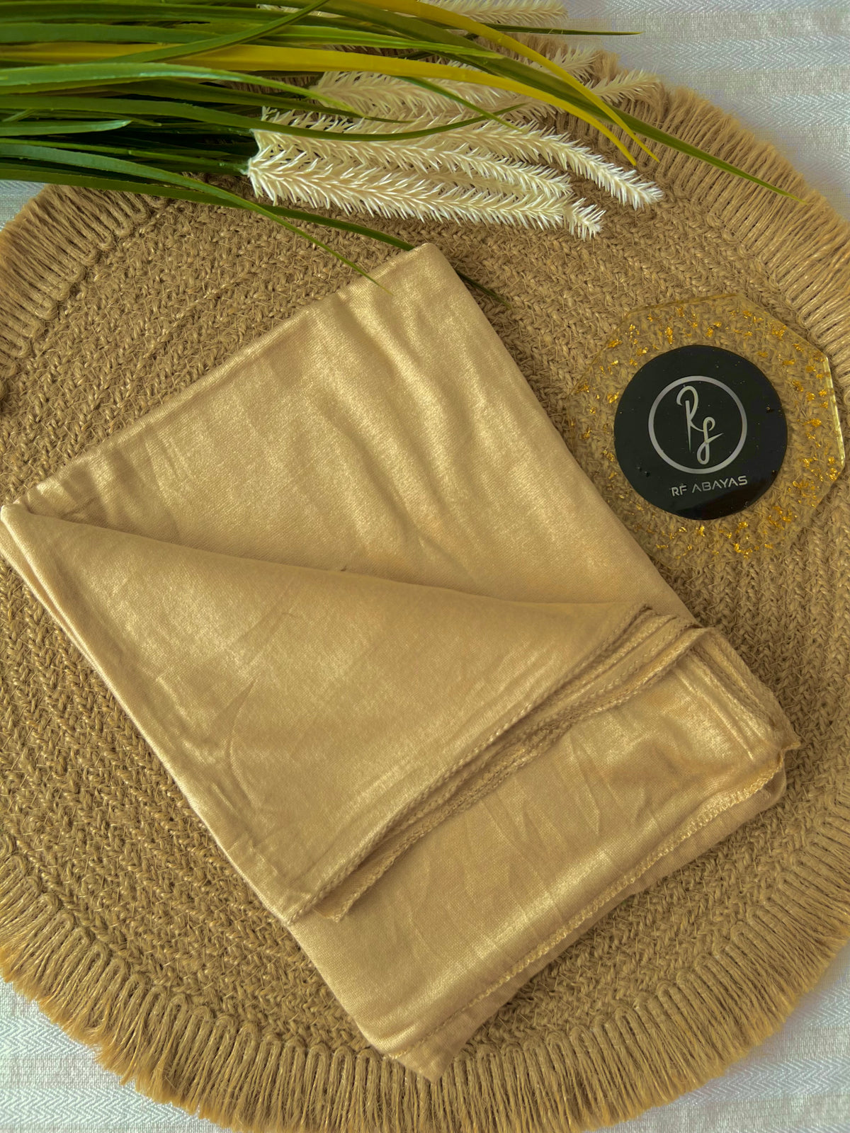 RF Abayas bamboo jersey hijab in soft, breathable fabric, displayed in a natural drape showcasing its lightweight and comfortable design.