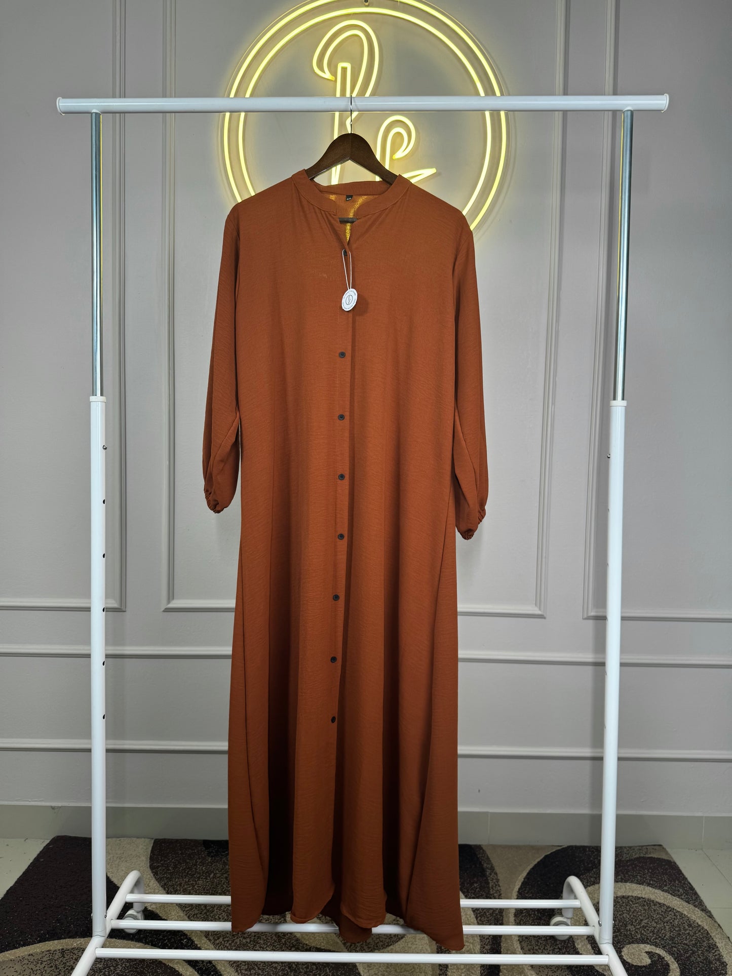 Brick Shade CEY Maxi Dress – 55” Length | Fits Up To 4XL | Balloon Sleeve | Modest & Flowing