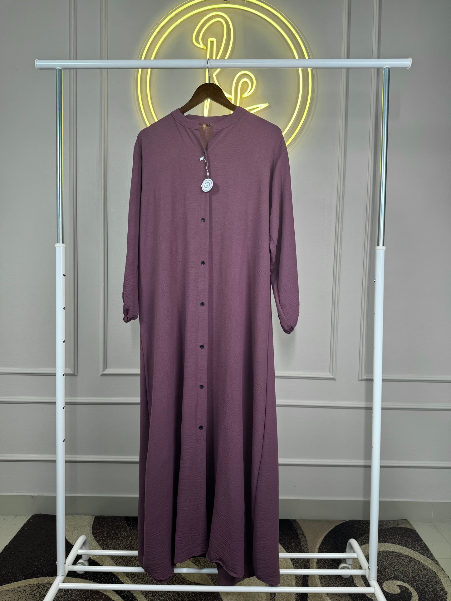 Opera Mauve CEY Maxi Dress – 55” Length | Fits Up To 5XL | Balloon Sleeve | Premium Imported CEY Fabric