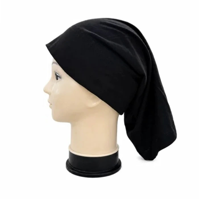 Black Long Cotton Tube Cap