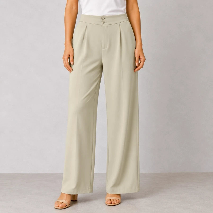 Straight Fit Baggy Korean Pants for Women - Ivory Beige - RF Abayas & Hijabs