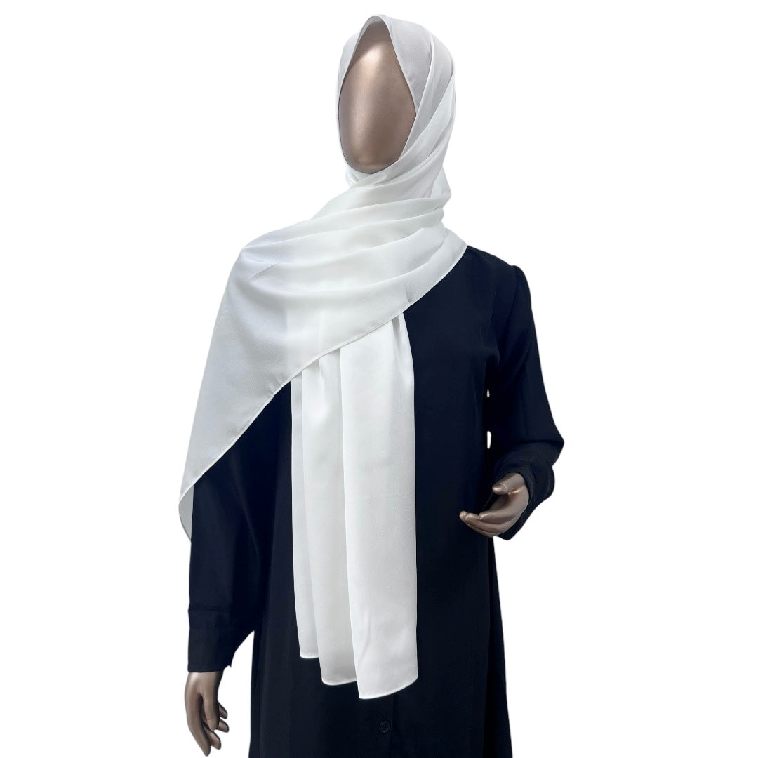 Lavender rose Bubble Satin hijab by RF Abayas featuring smooth, shiny fabric and elegant drape.