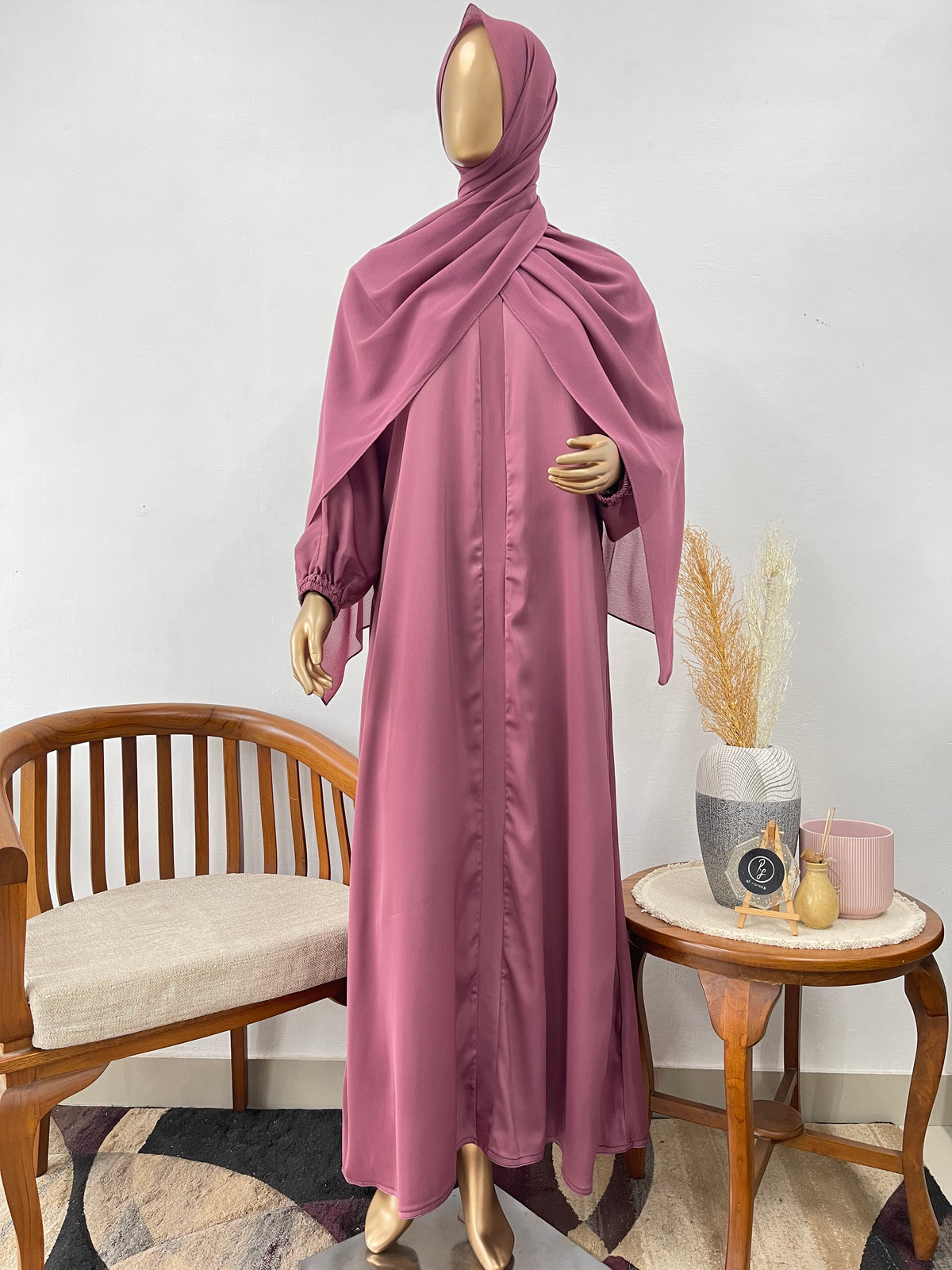 Everyday Comfort Abaya - Dark Pink - view 2 - RF Abayas & Hijabs