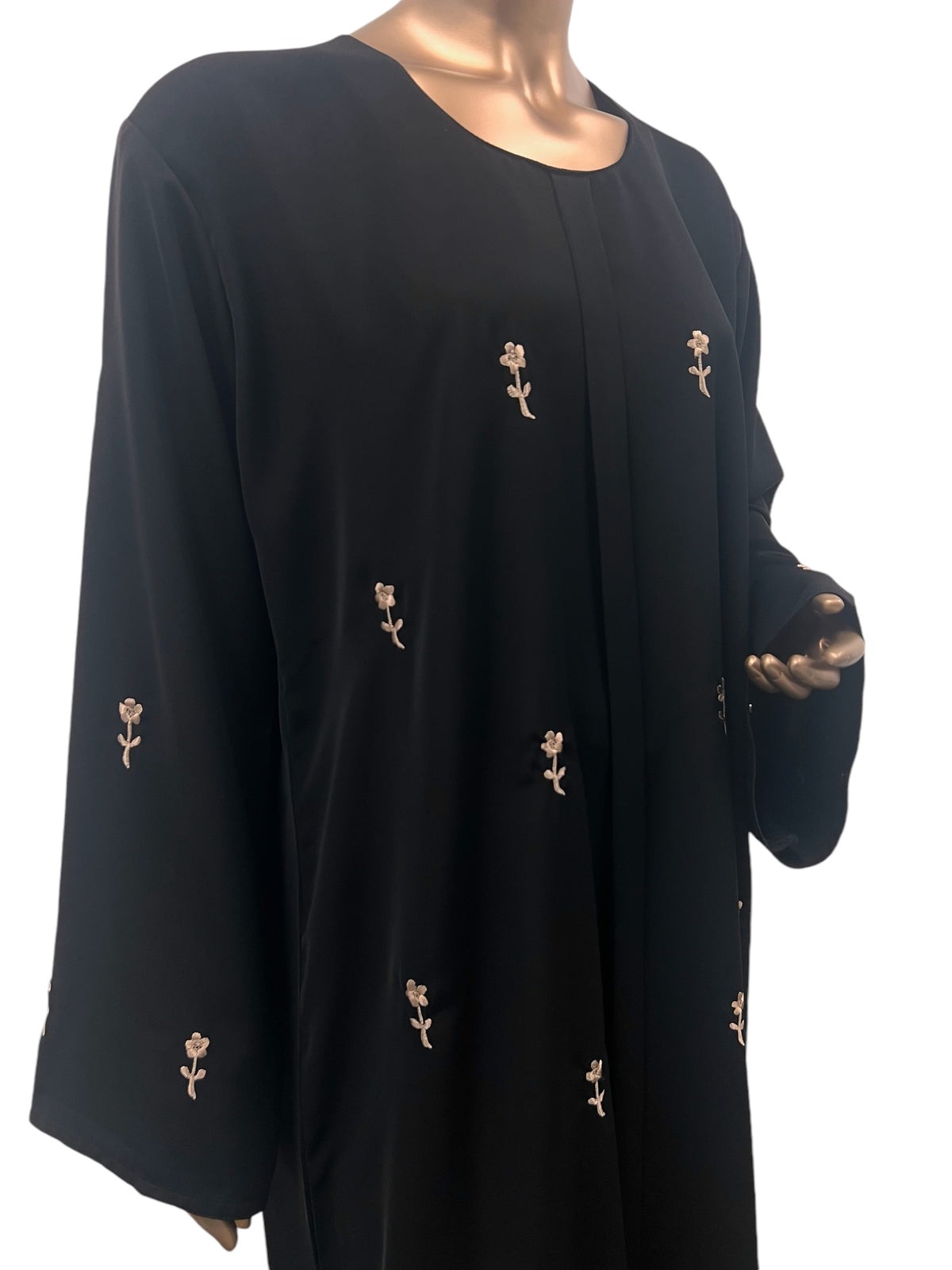 Floral Embroidered Korean Nida Abaya, view 4 – RF Abayas & Hijabs