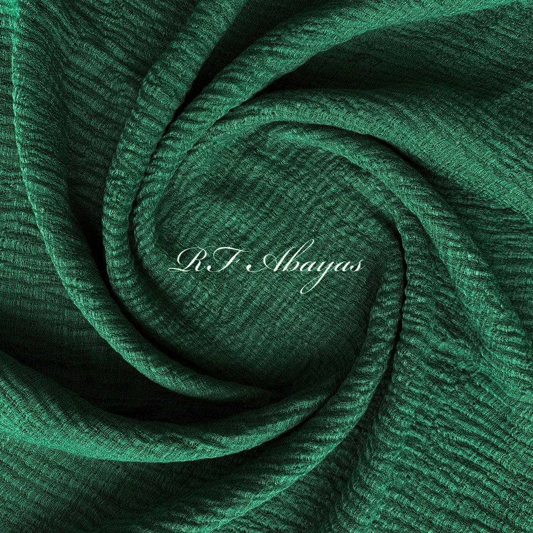 Heavy crinkled maroon cotton hijab by RF Abayas, showcasing its textured fabric and elegant drape.