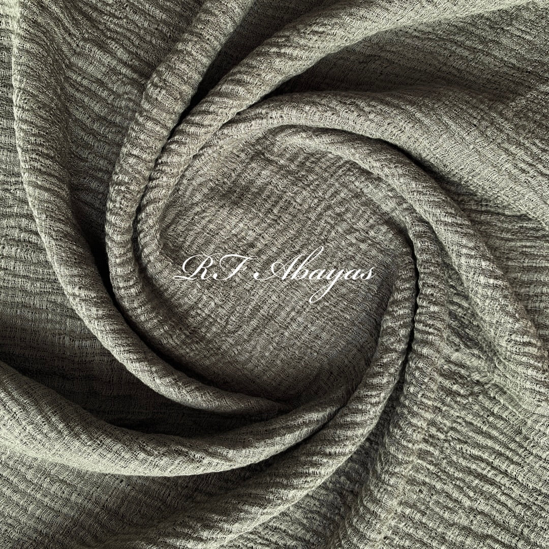 Heavy crinkled maroon cotton hijab by RF Abayas, showcasing textured fabric and elegant drape.