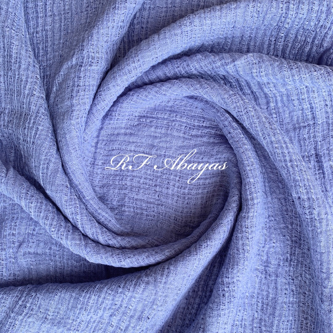 Heavy crinkled maroon cotton hijab from RF Abayas, showcasing textured fabric and elegant draping.