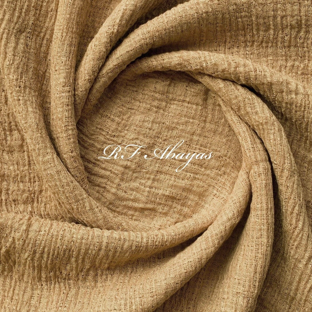 Heavy crinkled maroon cotton hijabs by RF Abayas displayed in the image.