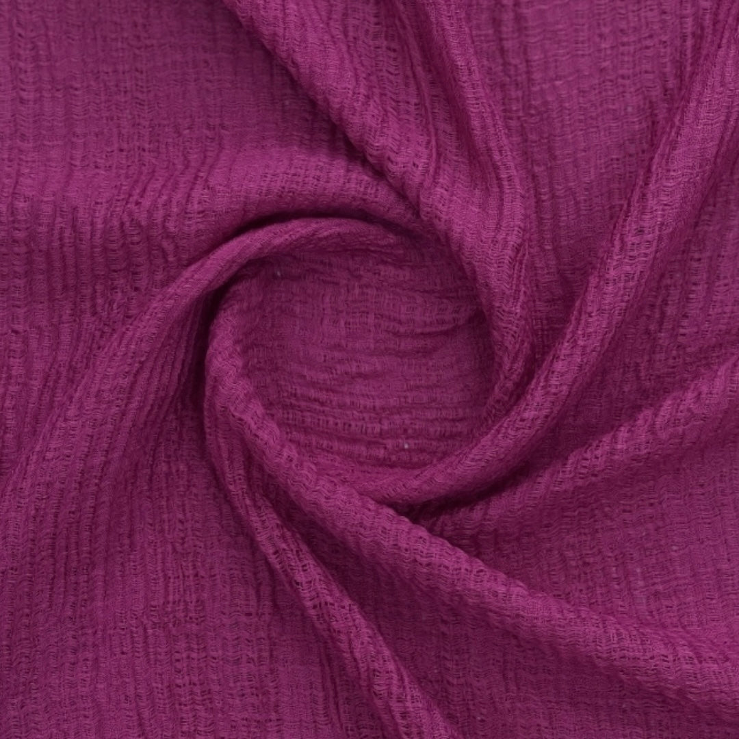 Heavy crinkled maroon cotton hijab from RF Abayas, showcasing textured fabric and elegant drape.