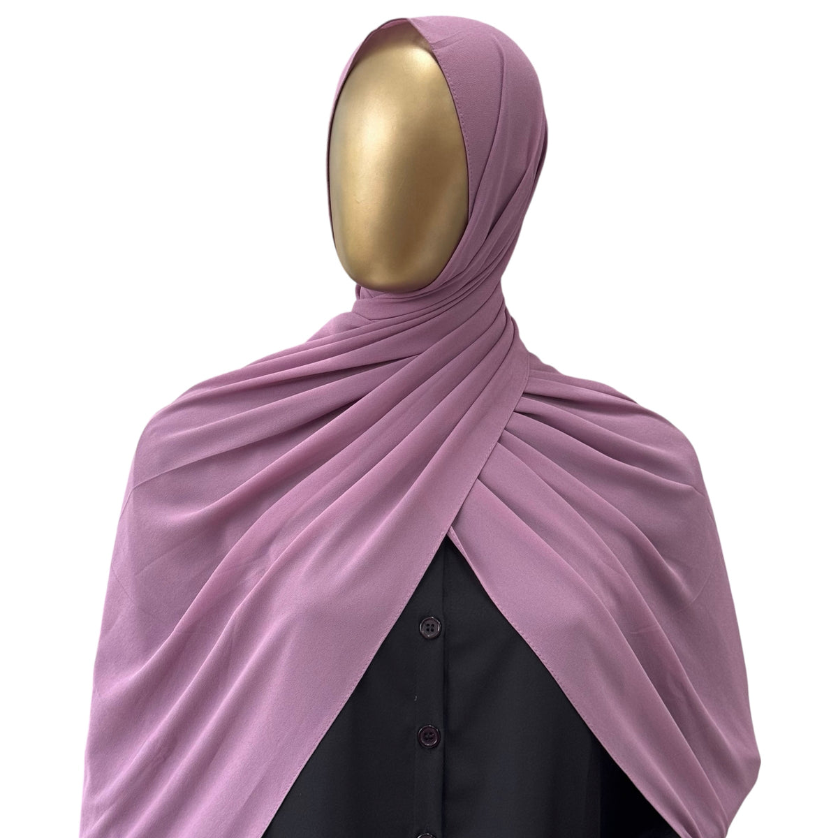 Malaysian Georgette hijab in camel color by RF Abayas, lightweight and flowy fabric, styled for elegant modest wear.