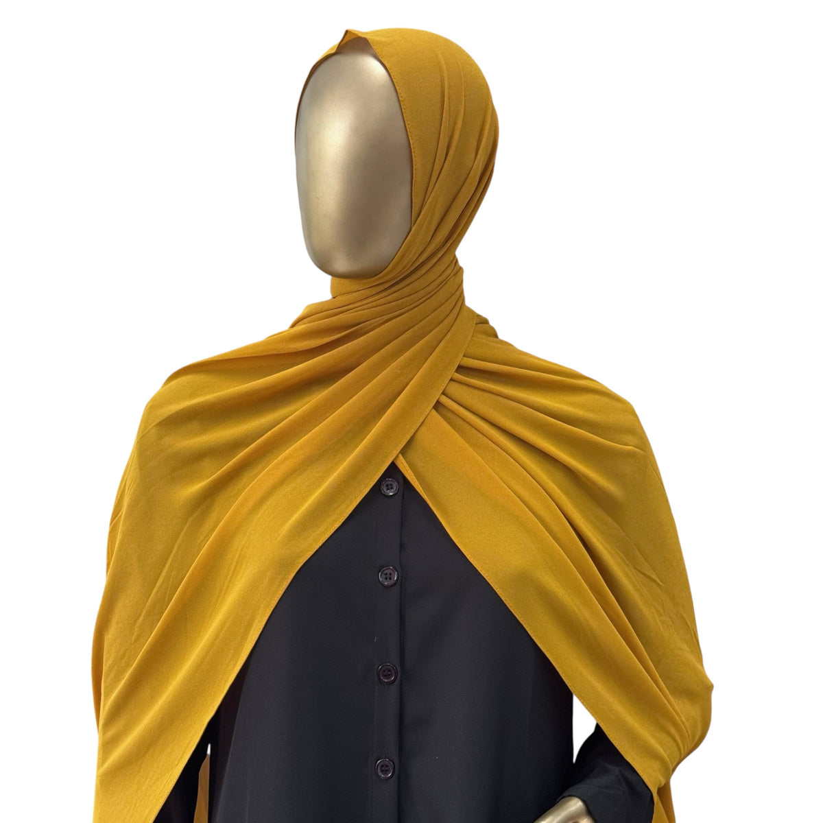 Malaysian Georgette ZR hijab in camel color by RF Abayas, lightweight and elegant fabric, styled for modest wear.