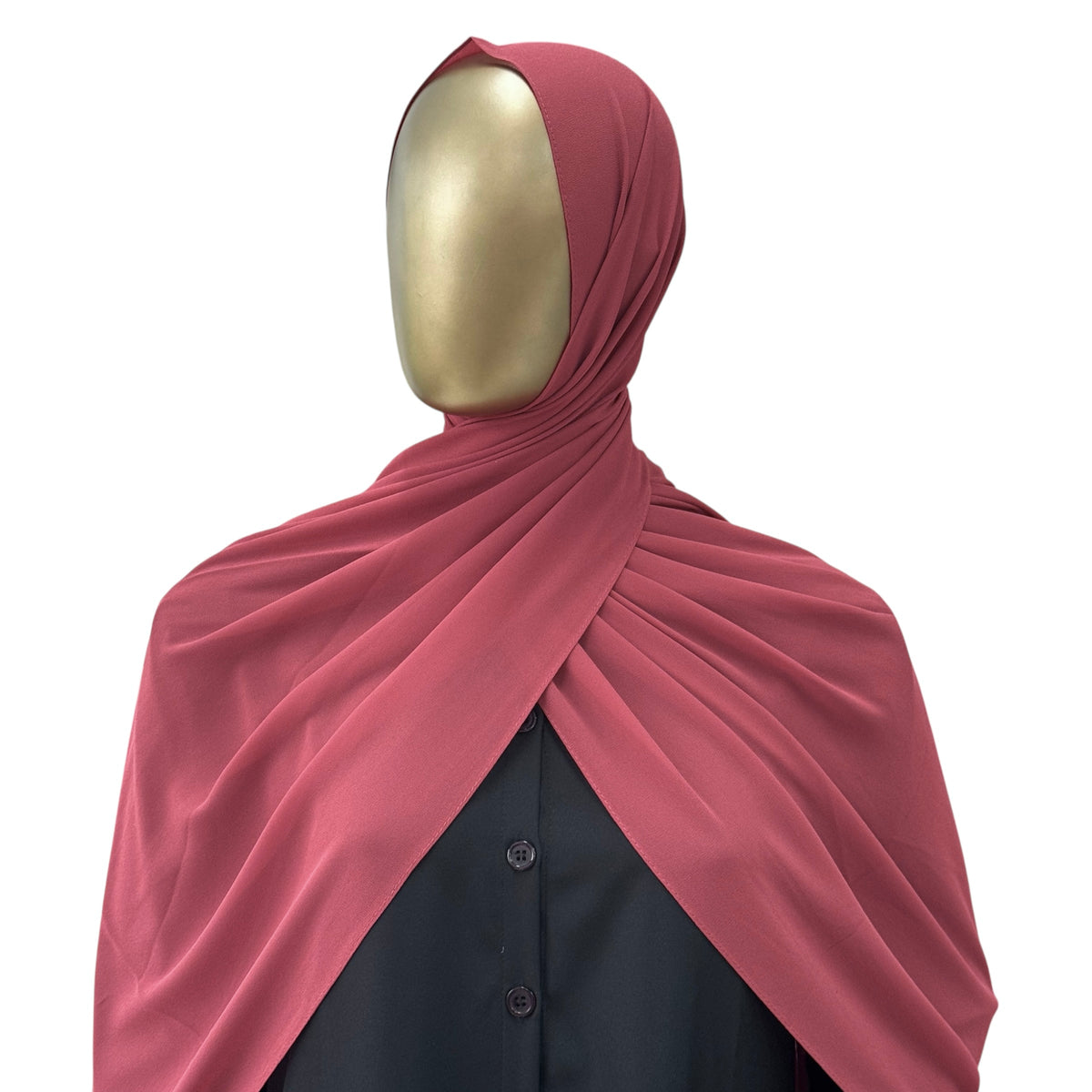 Malaysian Georgette hijab in camel color from RF Abayas, showcasing lightweight, flowing fabric and elegant drape.