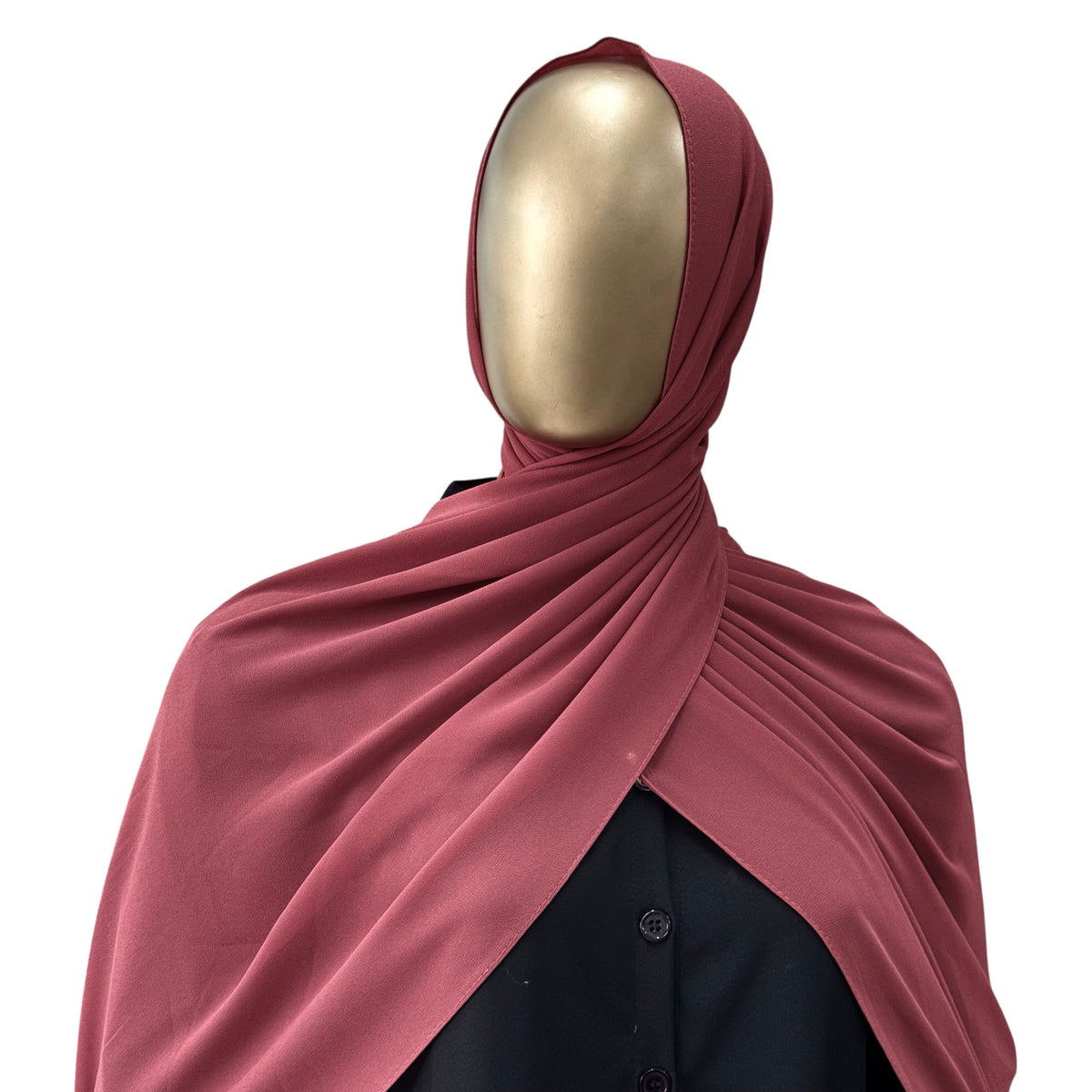 Malaysian Georgette ZR hijab in camel color by RF Abayas, showcasing lightweight, elegant fabric and traditional design.