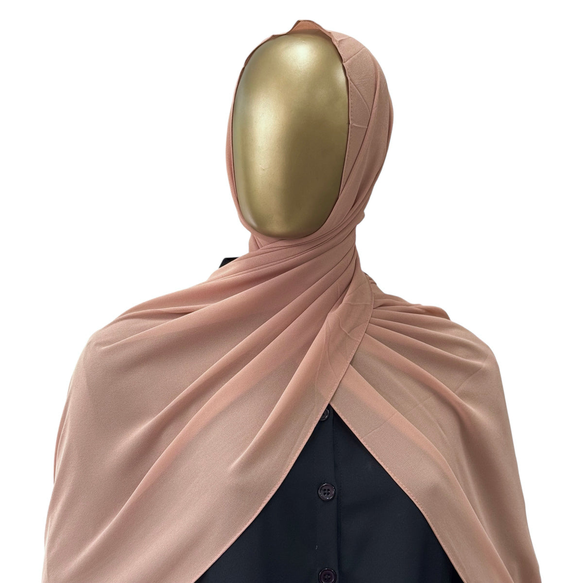 Malaysian Georgette ZR hijab in camel color by RF Abayas, lightweight and elegant fashion accessory for modest wear.