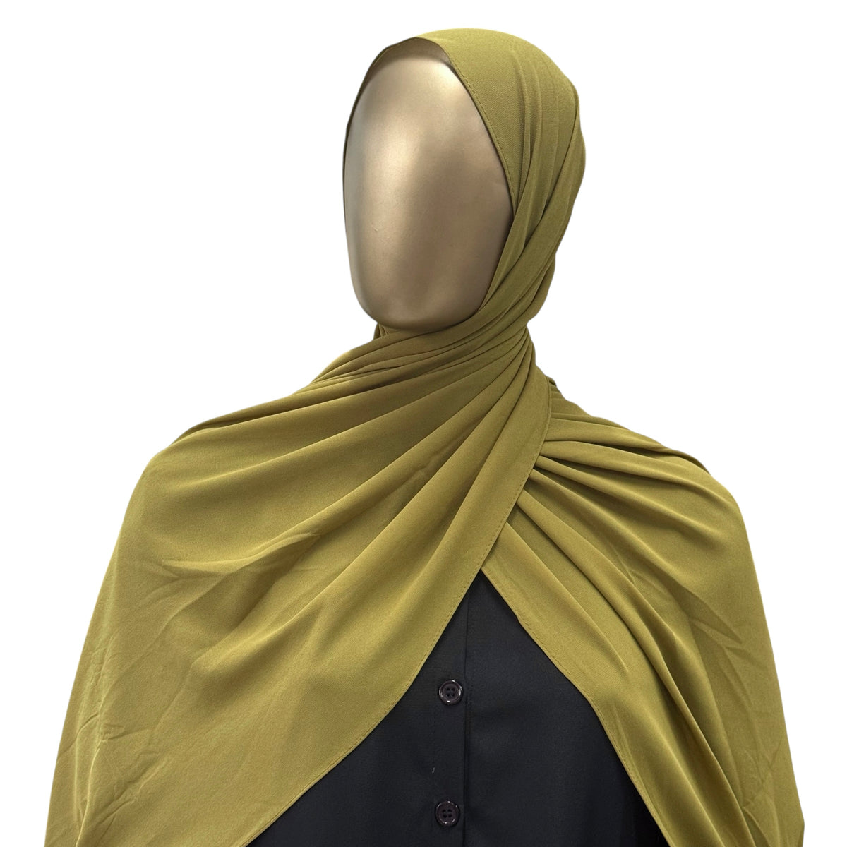 Malaysian Georgette ZR hijab in camel color from RF Abayas, showcasing lightweight, elegant fabric and traditional style.