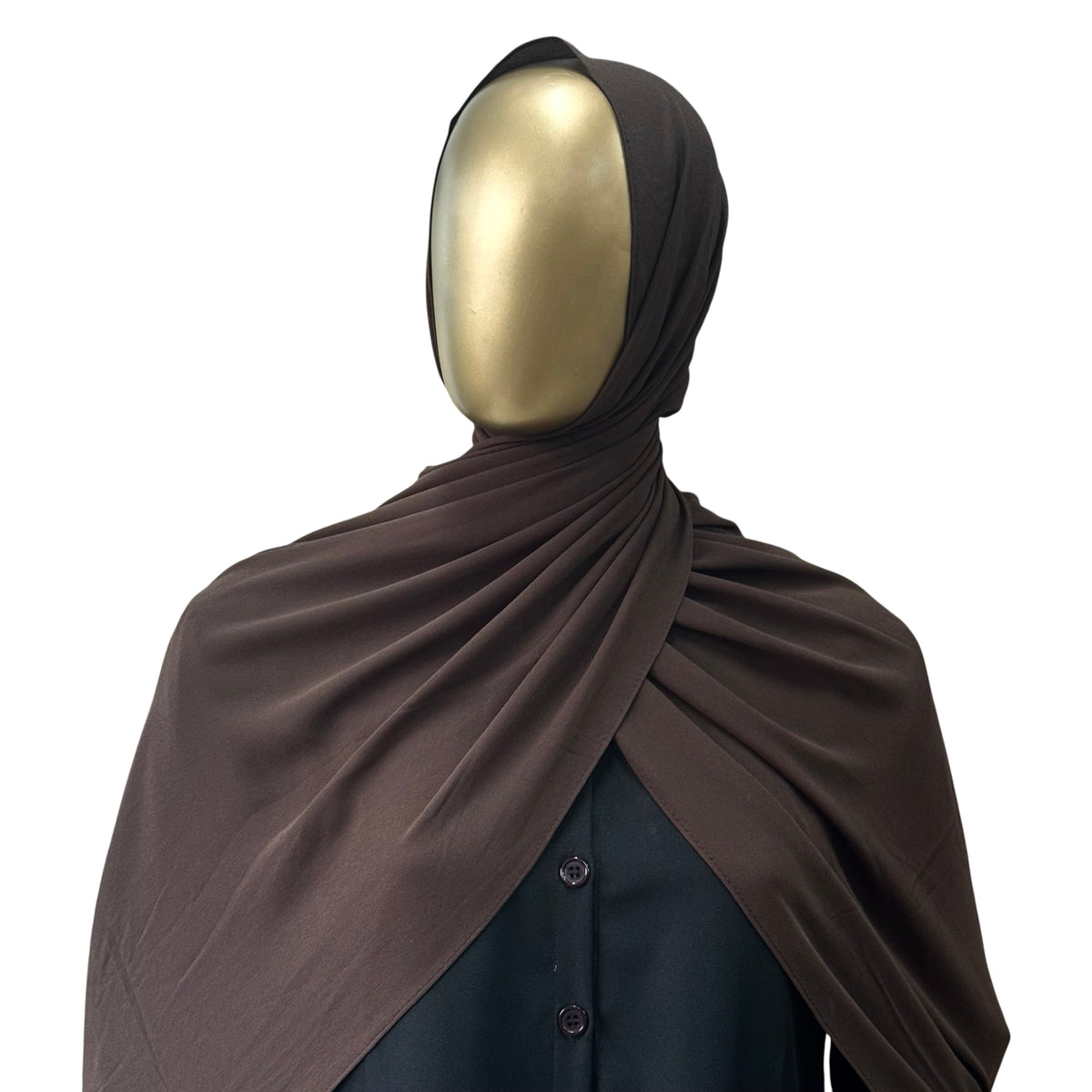 Malaysian Georgette hijab in camel color by RF Abayas, lightweight and elegant fabric for modest fashion.