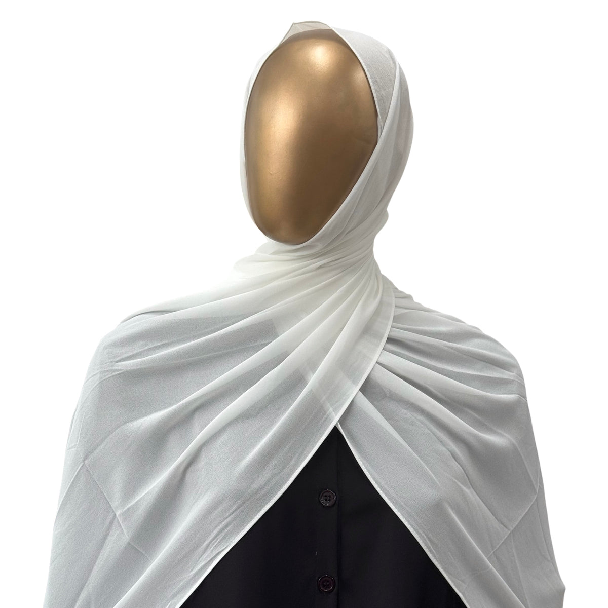 Malaysian Georgette hijab in camel color by RF Abayas, lightweight and elegant, draped over a neutral background.