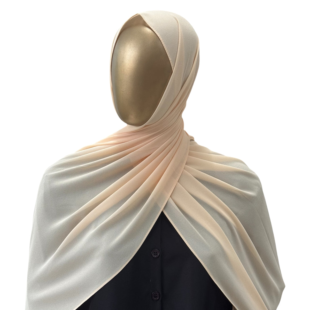 Malaysian Georgette hijab in camel color by RF Abayas, lightweight and elegant fabric for modest fashion.
