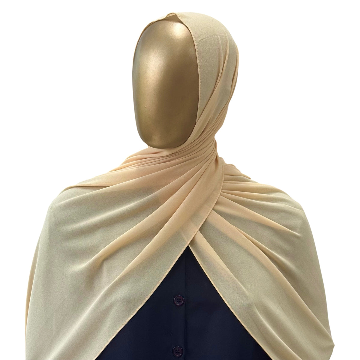 Malaysian Georgette ZR hijab in camel color by RF Abayas, lightweight and elegant for modest fashion.