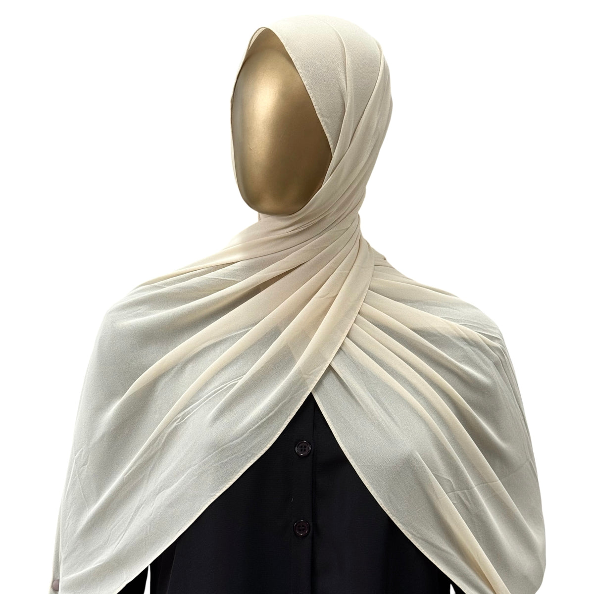Malaysian Georgette hijab in camel color by RF Abayas, lightweight, flowy fabric with elegant drape.