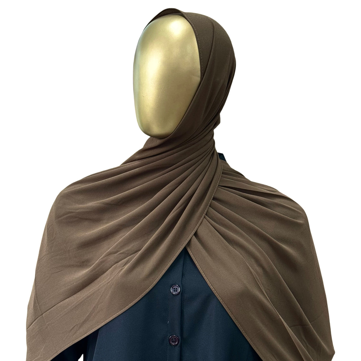 Malaysian Georgette hijab in camel color by RF Abayas, lightweight and elegant fabric for modest fashion.