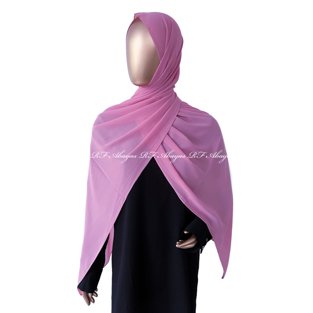 RF Abayas premium Malaysian Georgette hijab in slate color, showcasing soft, lightweight fabric and elegant drape.