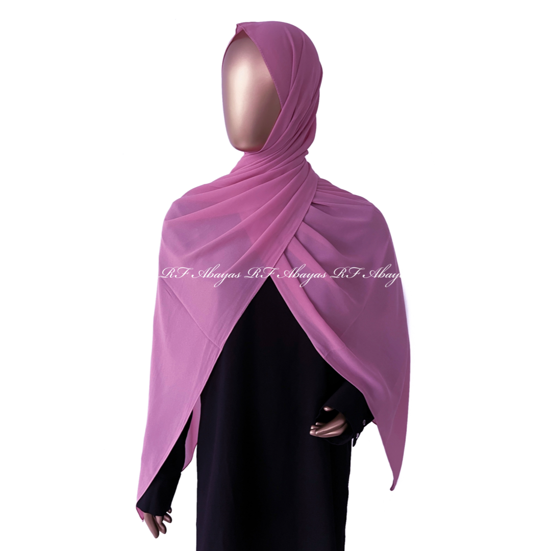 RF Abayas premium Malaysian Georgette hijab in slate color, showcasing smooth fabric and elegant drape.