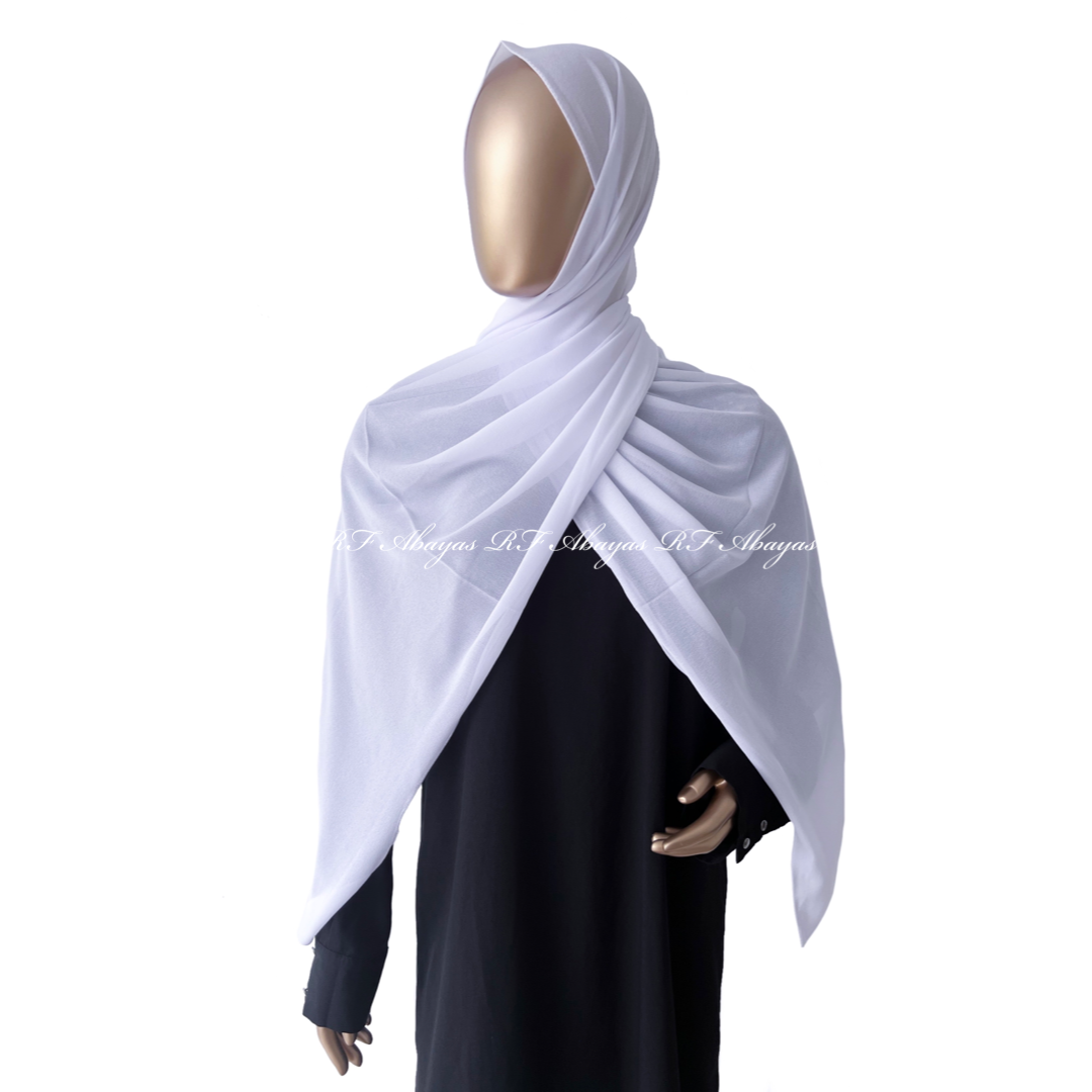 RF Abayas premium Malaysian Georgette hijab in slate color, lightweight and elegant fabric for stylish modest wear.