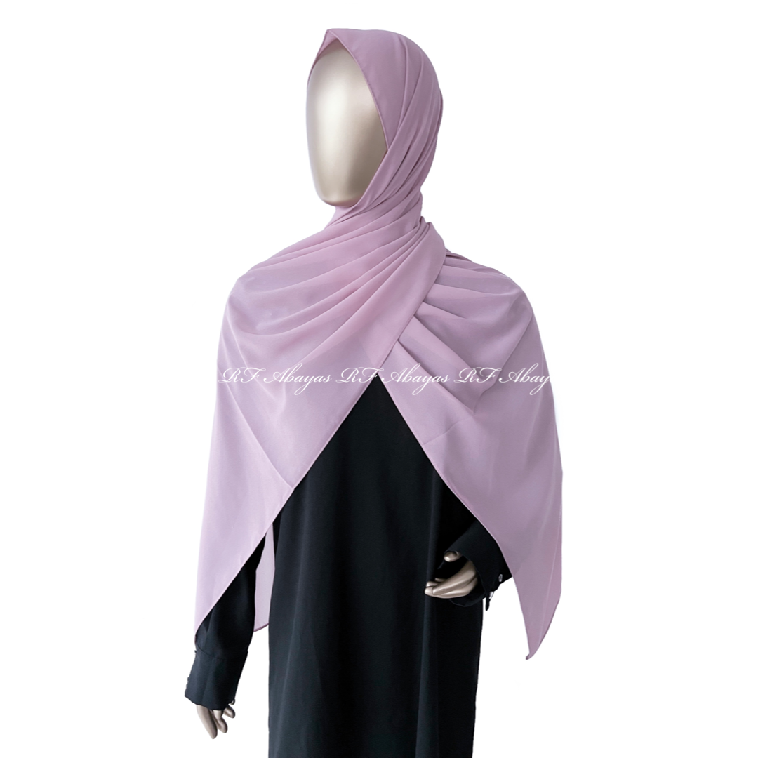 RF Abayas premium Malaysian Georgette hijab in slate, showcasing lightweight, elegant fabric with smooth drape for modest fashion.