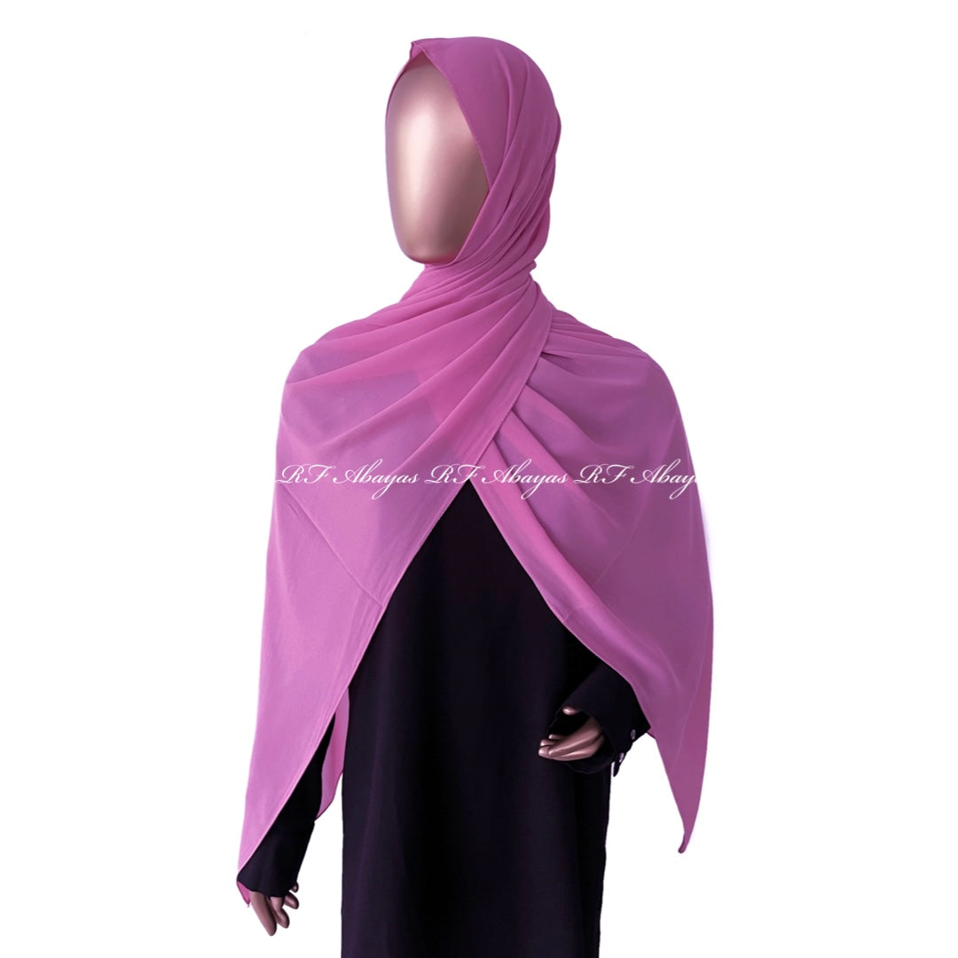 RF Abayas premium Malaysian Georgette hijab in slate color, showcasing its lightweight, elegant fabric and stylish drape.