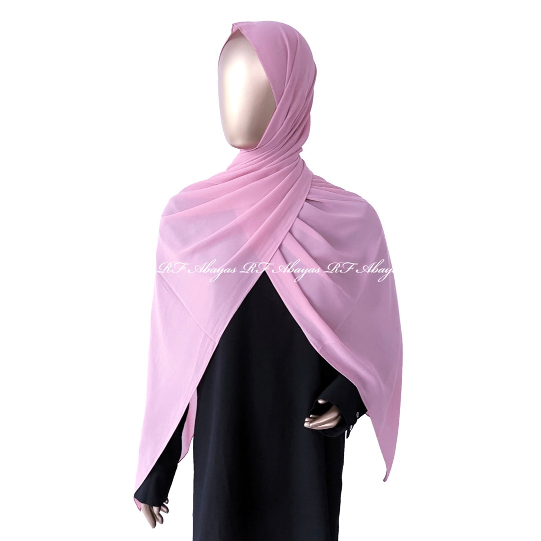 RF Abayas premium Malaysian Georgette hijab in slate color, smooth fabric with elegant drape for modest fashion.