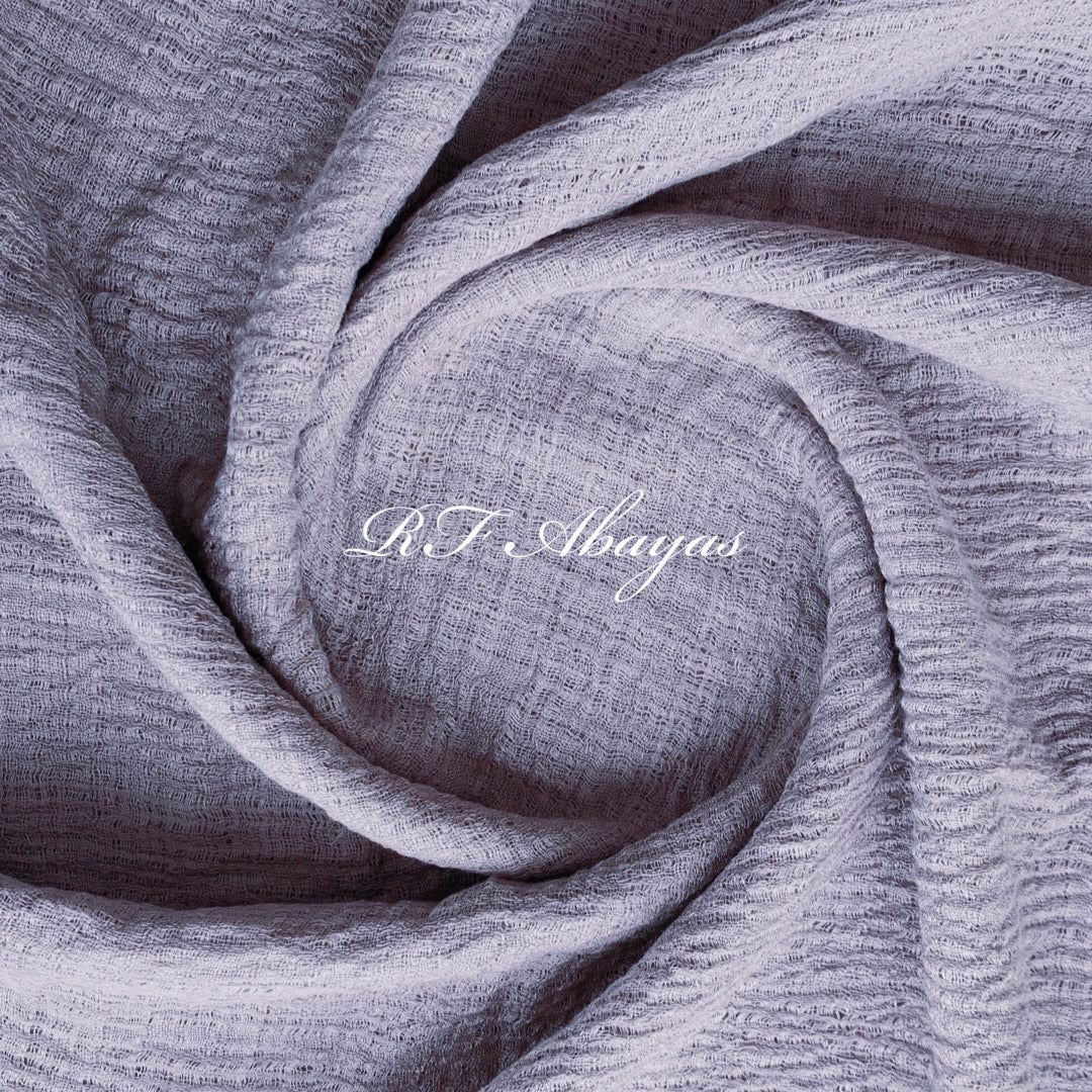 RF Abayas heavy crinkled cotton hijab in soft, textured fabric with a subtle crinkle pattern, designed for comfortable wear.