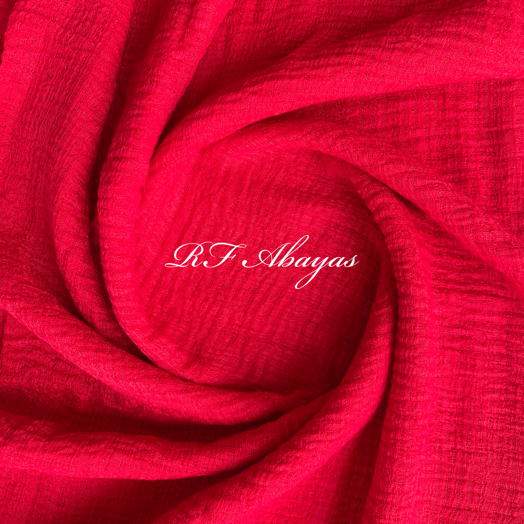 Heavy crinkled cotton hijab in maroon, textured, lightweight fabric with elegant drape - view 3 - RF Abayas & Hijabs