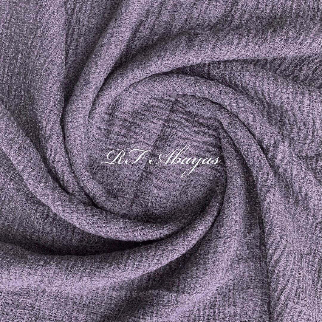 Heavy crinkled cotton hijab by RF Abayas, in a rich meroon color, showcasing soft, textured fabric and traditional style.