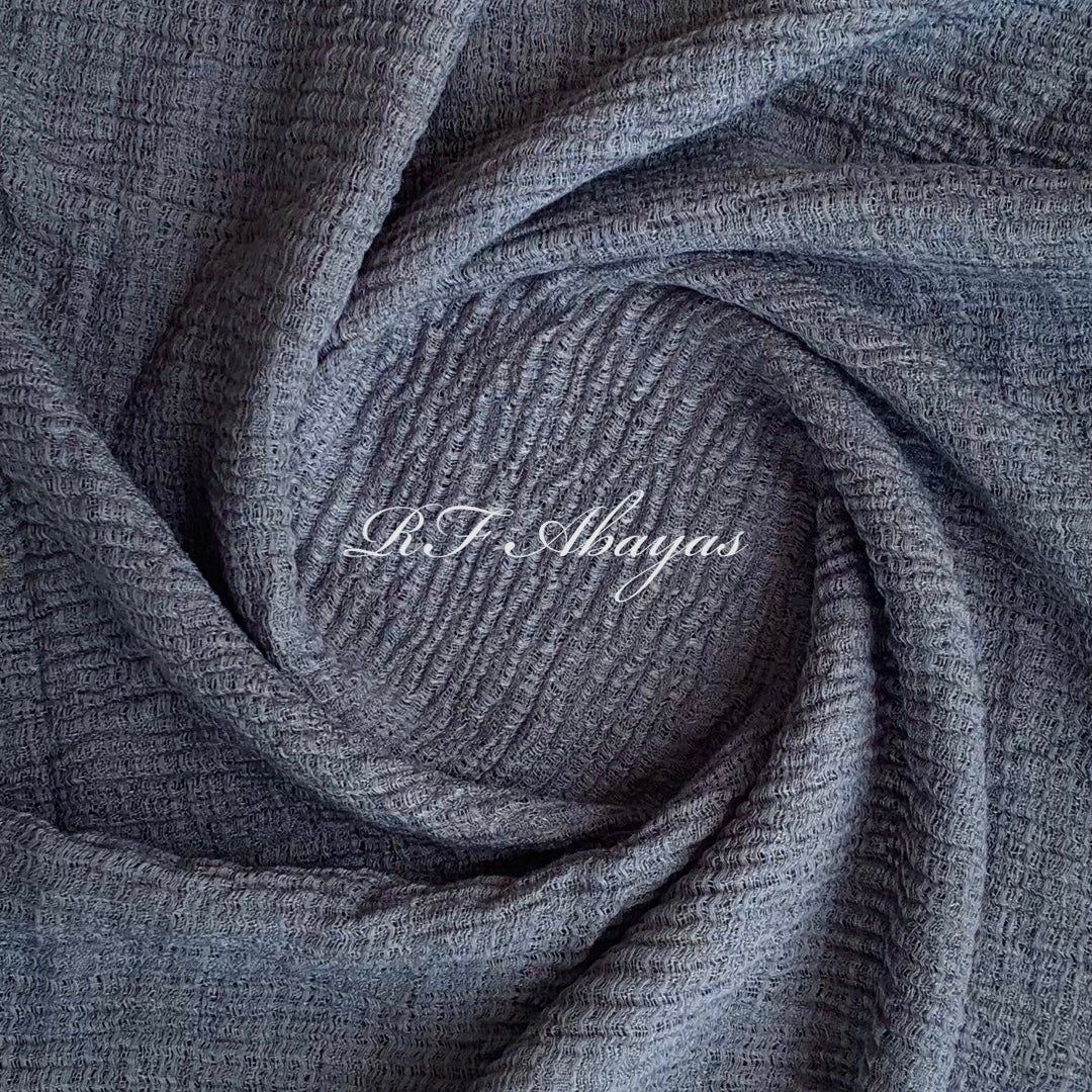Heavy crinkled cotton hijab by RF Abayas in meroon color, showcasing its textured, lightweight fabric and elegant drape.
