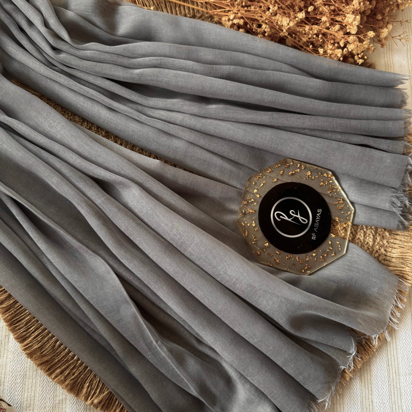 Pure cotton hijab with wrinkle-free finish, folded for display