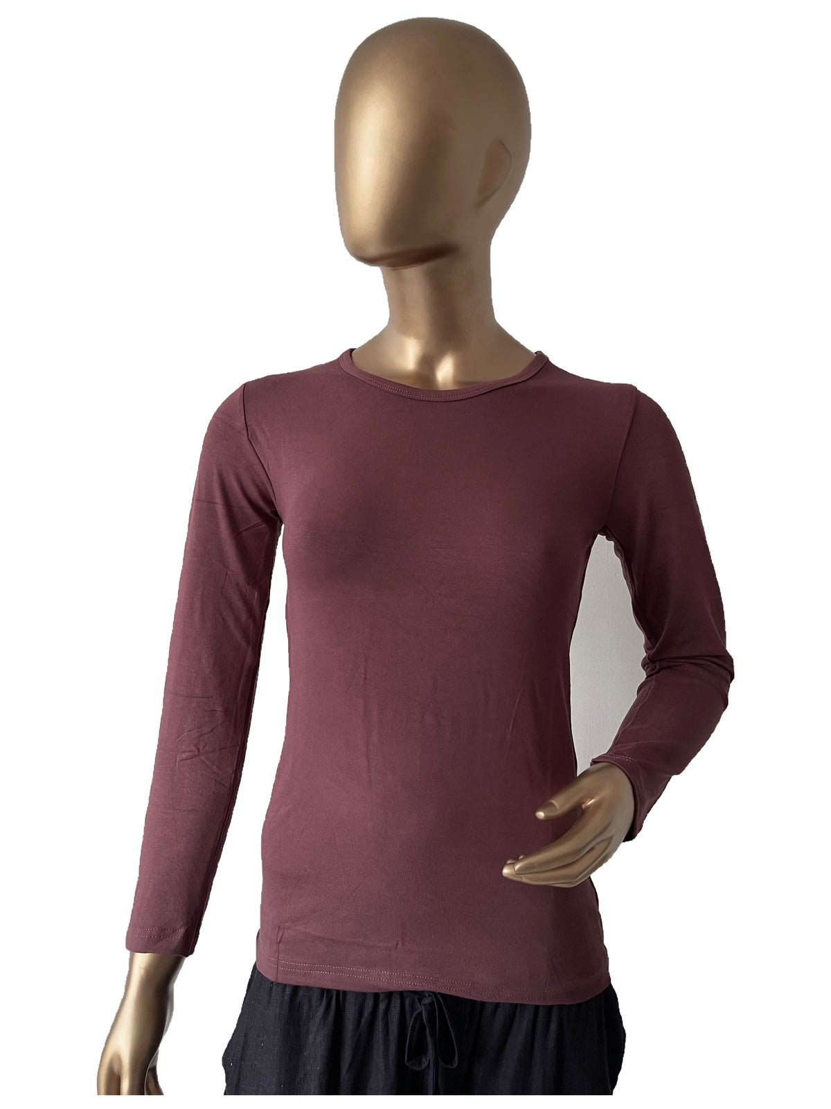 Black women's full sleeve innerwear top in XL size by RF Abayas, made of comfortable, smooth fabric for everyday wear.