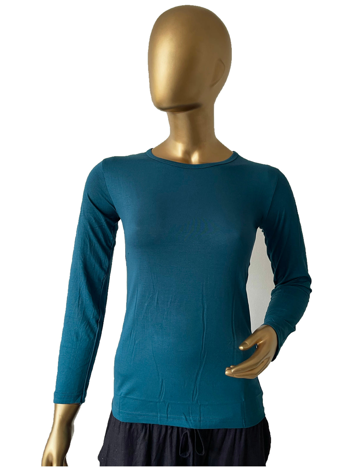 Black women's full sleeve innerwear in XL size from RF Abayas, shown on a mannequin.