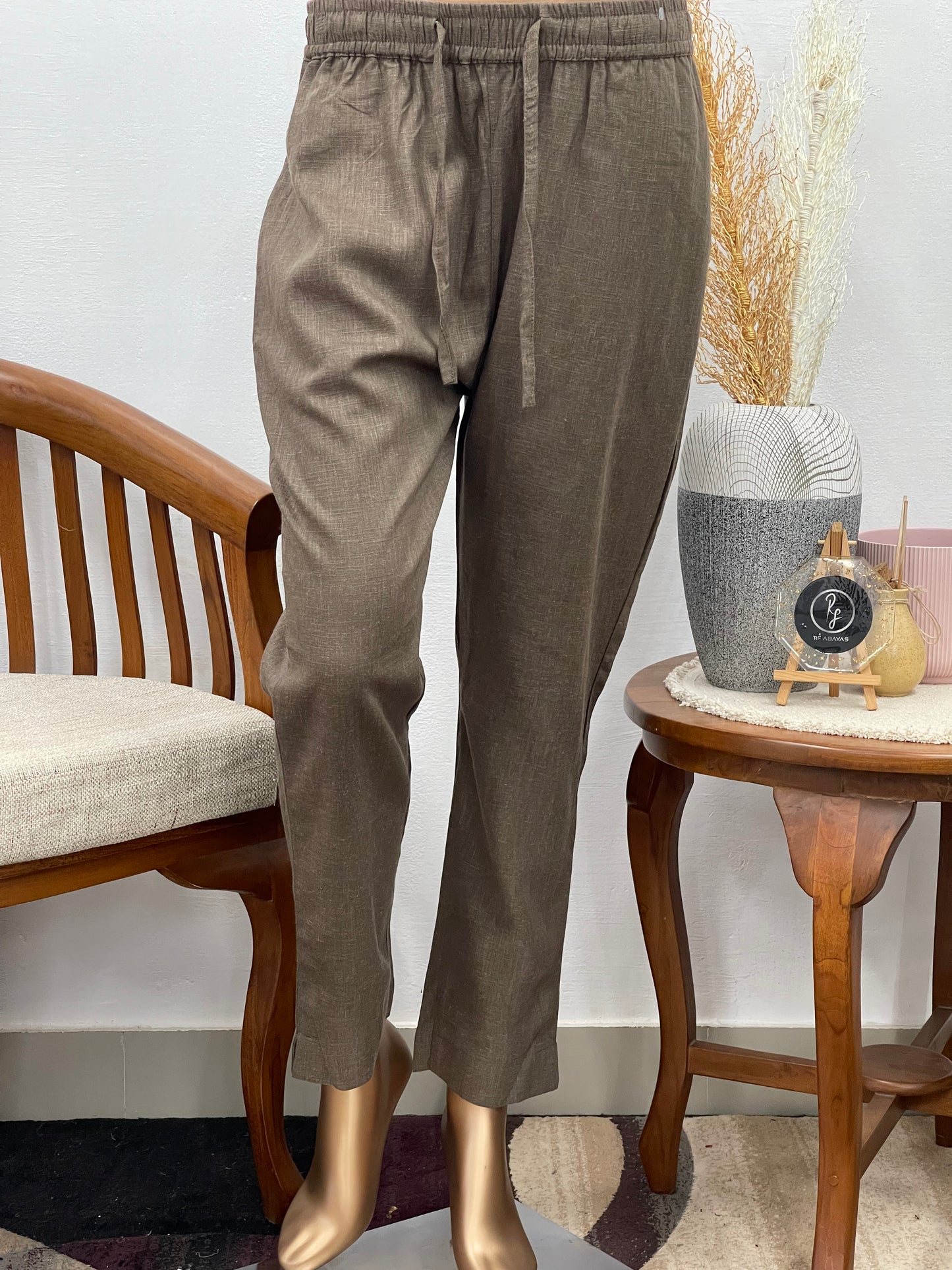 Women’s Linen Pant - Coffee - RF Abayas