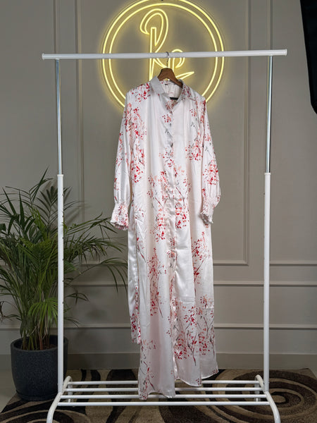 Satin Maxi Dress - Full Sleeve - length 56”