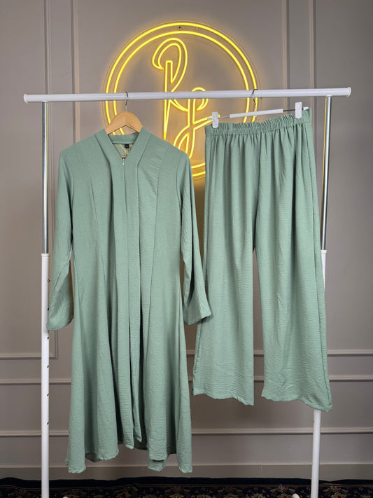 Women’s Mint Green CEY Cord Set – 45 Inch Long Modest Co-Ord Set with Matching Pants Fit Up to XL