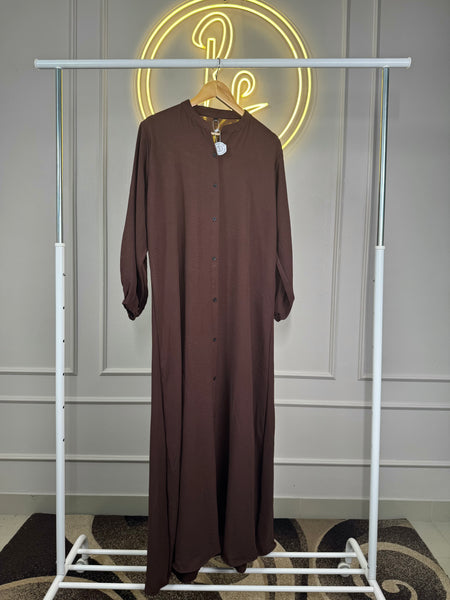 Brown CEY Maxi Dress – 55” Length | Fits Up To 4XL | Balloon Sleeve | Premium Imported Fabric